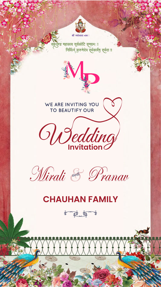 Floral Multicolor PDF Invitation without Caricature