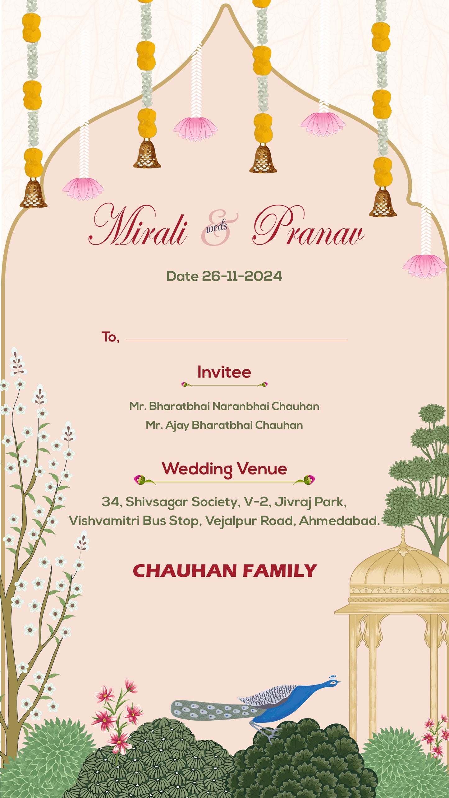 Royal & Elegant PDF Invitation with Caricature - WCODE WV14014