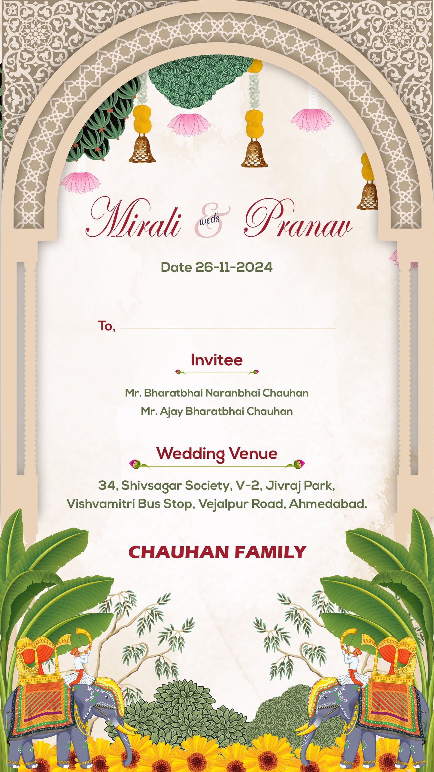 Indian Tradition PDF Invitation without Caricature - CODE WV14011