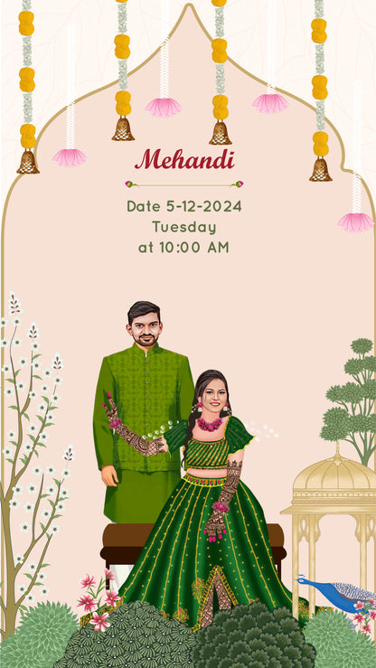 Royal & Elegant PDF Invitation with Caricature - WCODE WV14014