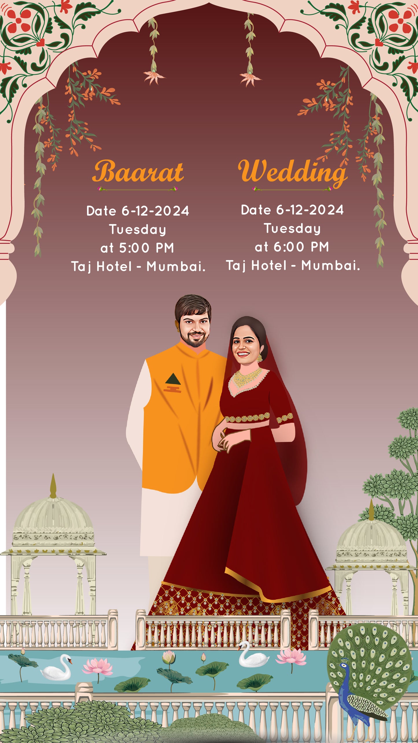 Royal PDF Invitation with Caricature - WCODE WV14015