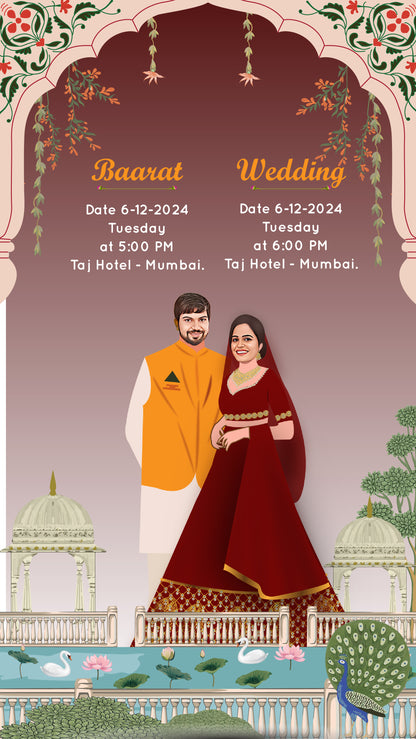 Royal PDF Invitation with Caricature - WCODE WV14015