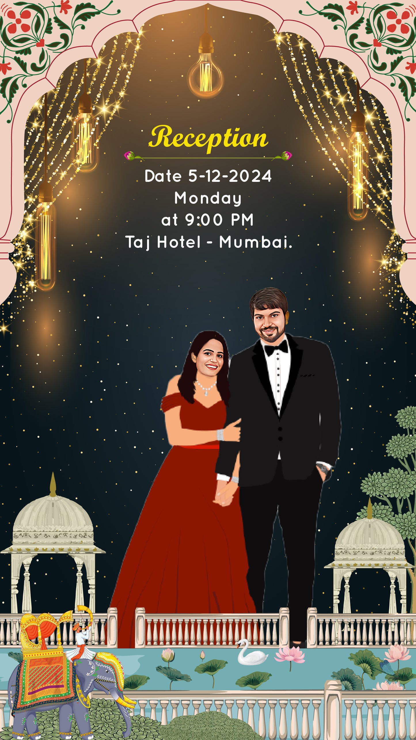 Royal PDF Invitation with Caricature - WCODE WV14015